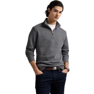 Polo Ralph Lauren Estate Rib Gray Quarter Zip Sweater - Men's